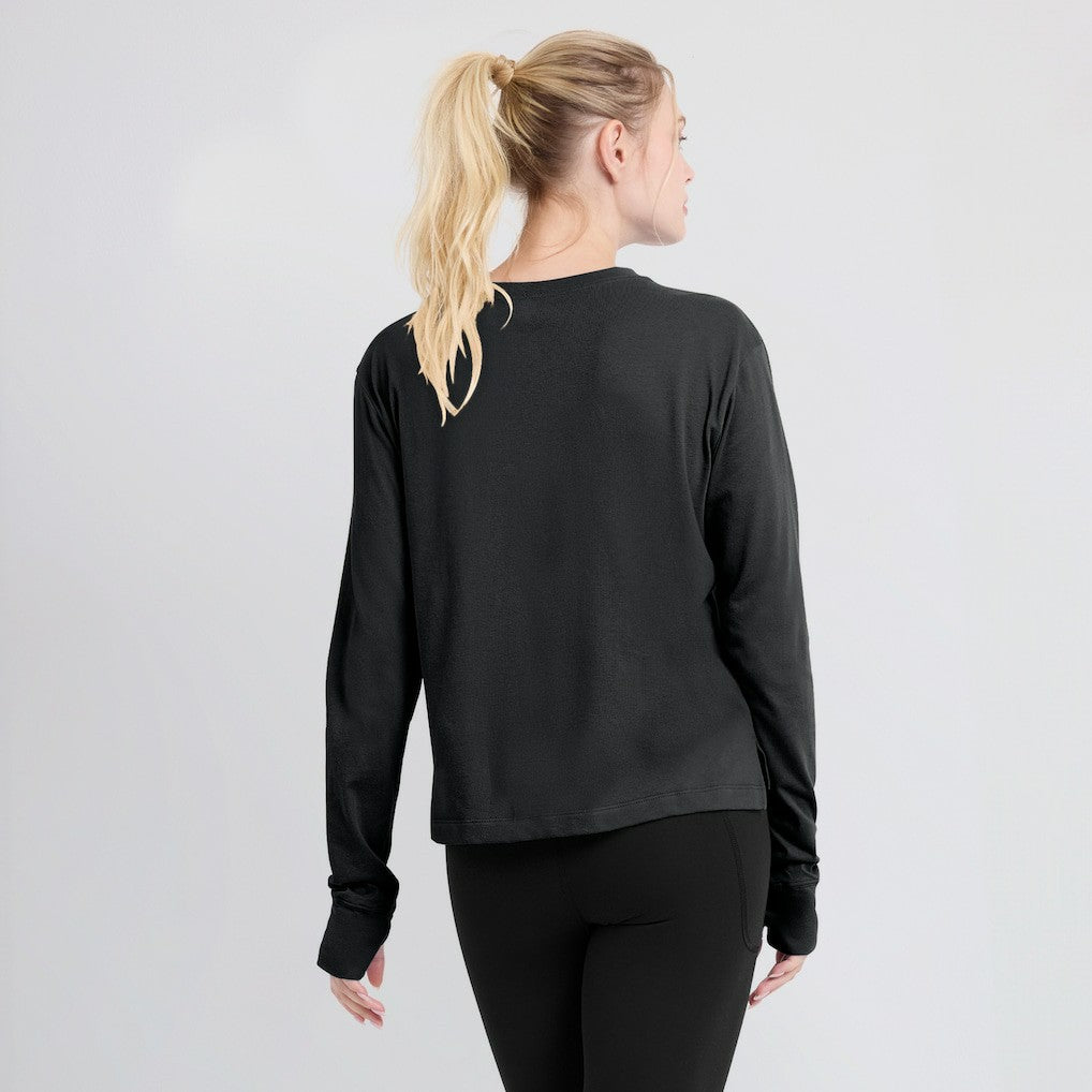 Las Vegas Raiders Women's Modest Crop Performance Long Sleeve T-Shirt - Black | Nike on sale
