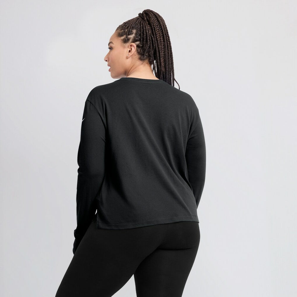 Las Vegas Raiders Women's Modest Crop Performance Long Sleeve T-Shirt - Black | Nike on sale