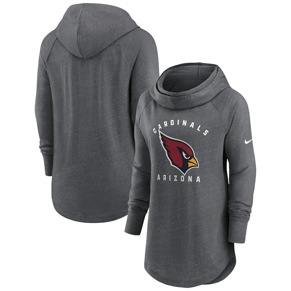 Arizona Cardinals Women's Raglan Funnel Neck Pullover Hoodie - Heather Charcoal | Nike sale