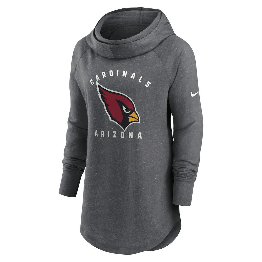 Arizona Cardinals Women's Raglan Funnel Neck Pullover Hoodie - Heather Charcoal | Nike sale