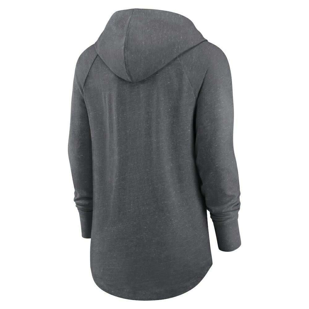 Cleveland Browns Women's Raglan Funnel Neck Pullover Hoodie - Heather Charcoal | Nike for sale