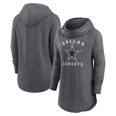 Dallas Cowboys Women's Raglan Funnel Neck Pullover Hoodie - Heather Charcoal | Nike on sale