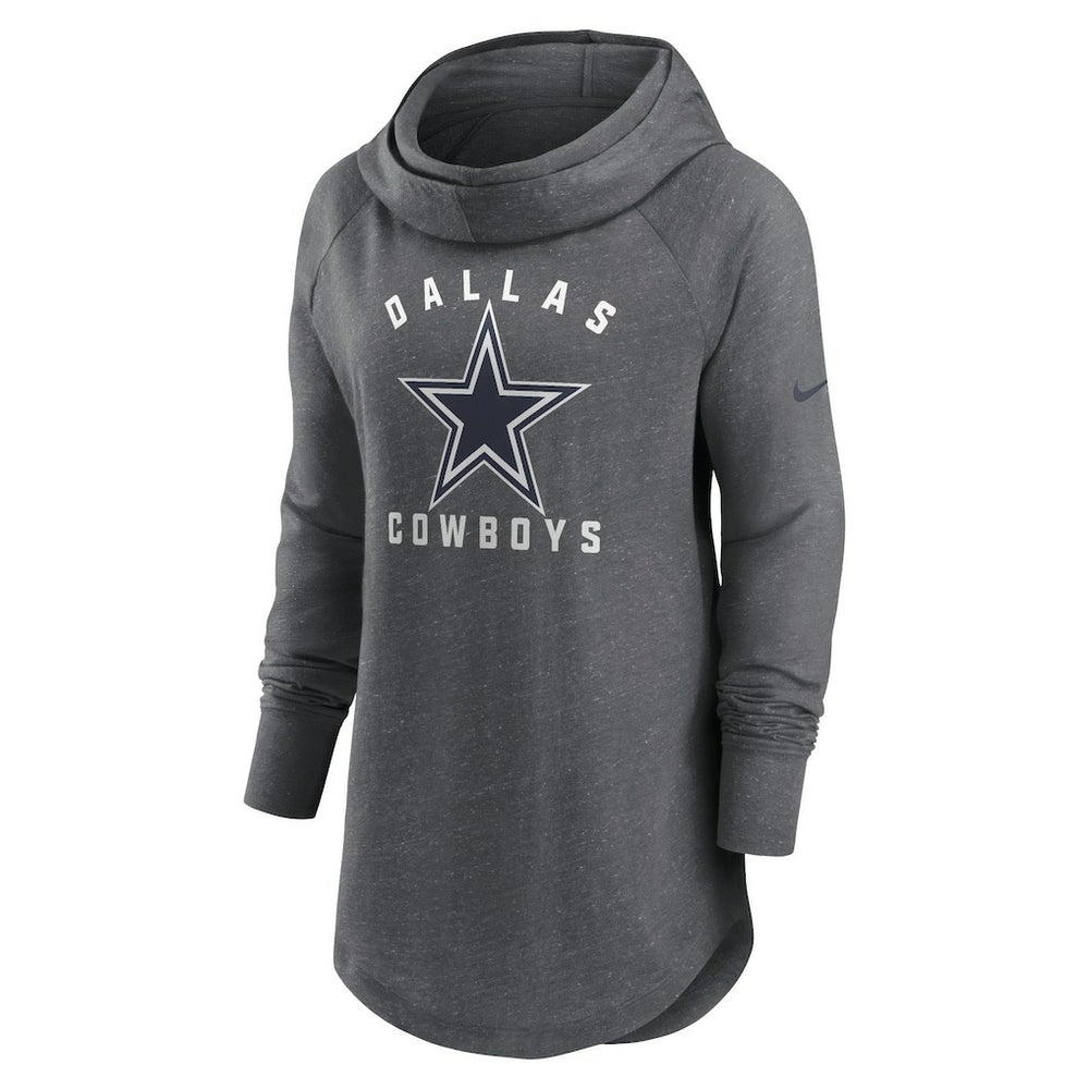 Dallas Cowboys Women's Raglan Funnel Neck Pullover Hoodie - Heather Charcoal | Nike on sale