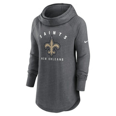 New Orleans Saints Women's Raglan Funnel Neck Pullover Hoodie - Heather Charcoal | Nike outlet