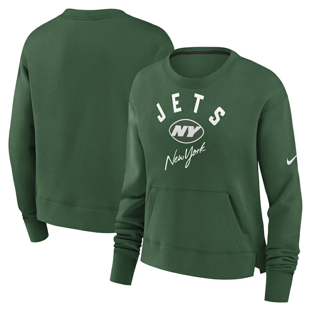 New York Jets Women's High Hip Fleece Pullover Sweatshirt - Green | Nike for sale