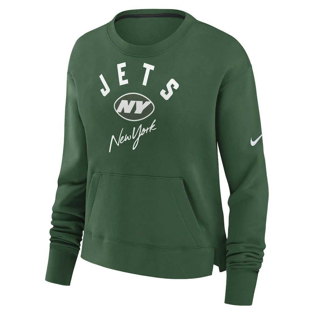 New York Jets Women's High Hip Fleece Pullover Sweatshirt - Green | Nike for sale