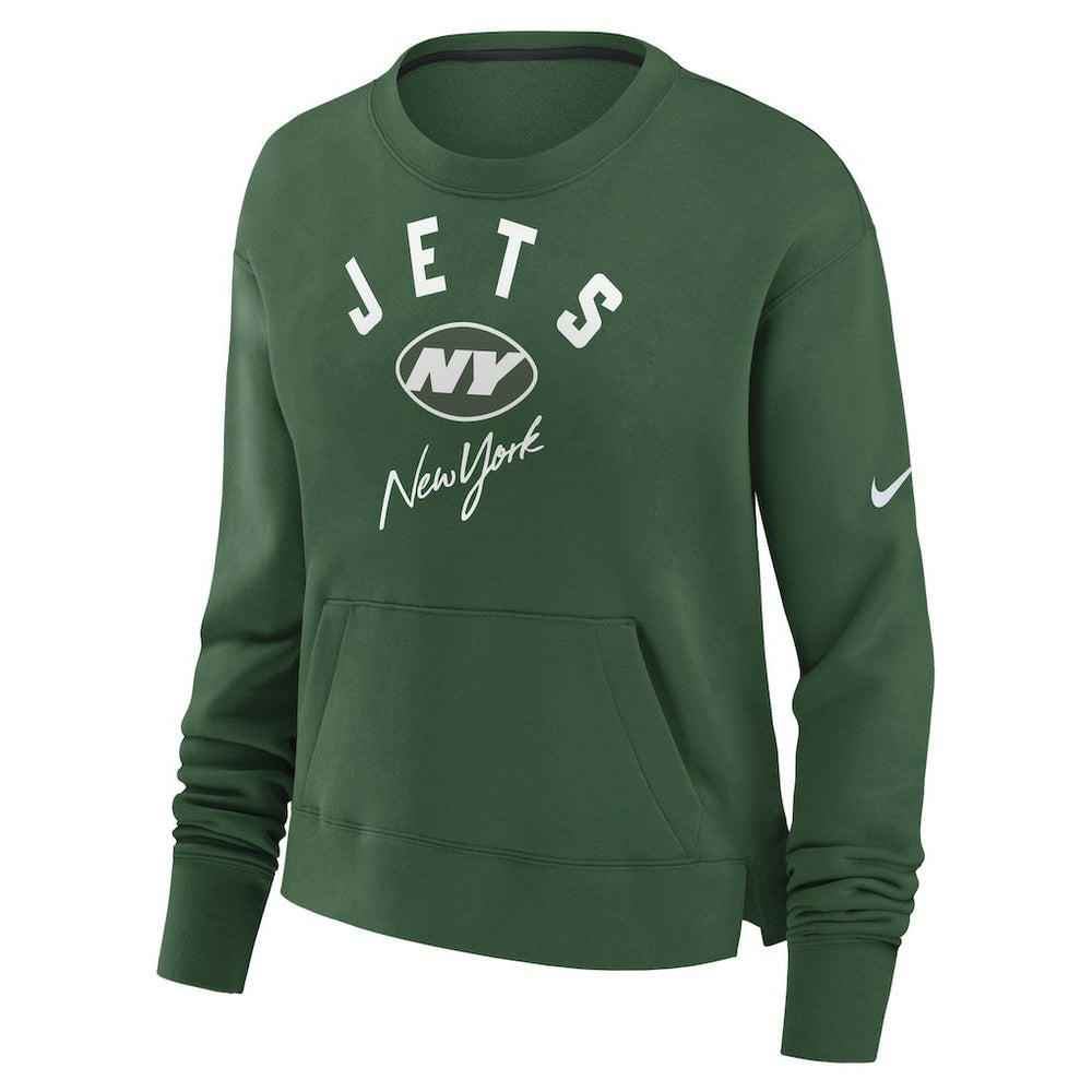 New York Jets Women's High Hip Fleece Pullover Sweatshirt - Green | Nike for sale