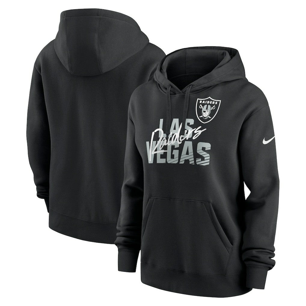 Las Vegas Raiders Women's Wordmark Club Fleece Pullover Hoodie - Black | Nike for sale
