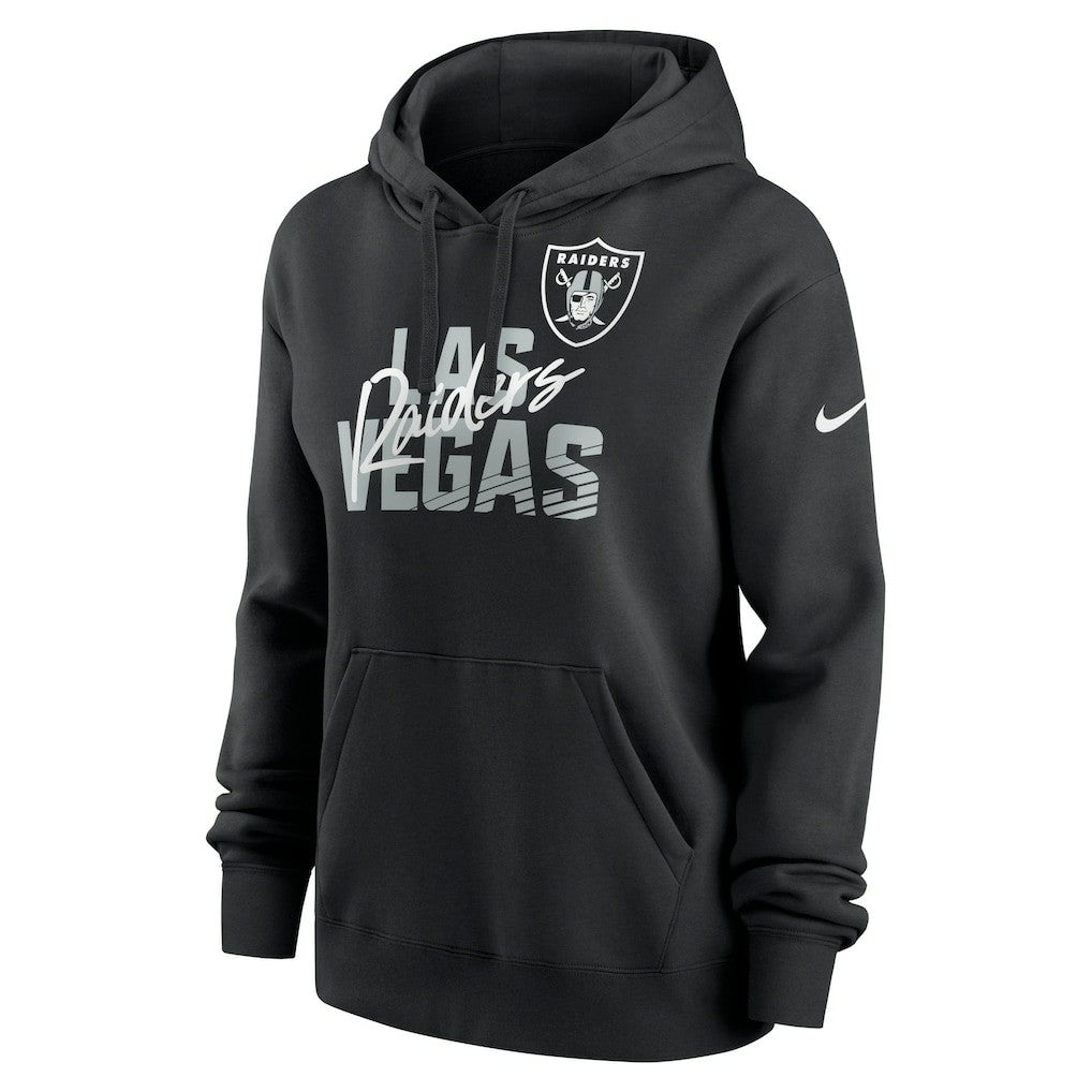 Las Vegas Raiders Women's Wordmark Club Fleece Pullover Hoodie - Black | Nike for sale
