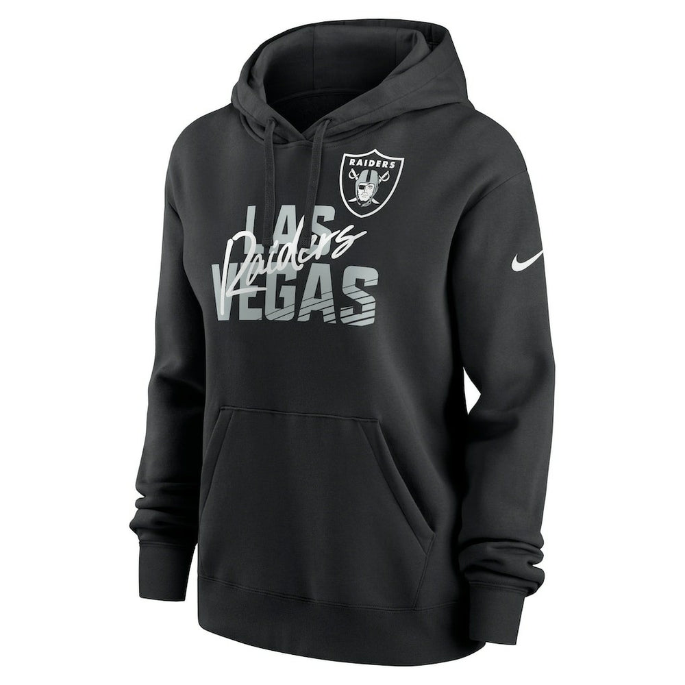 Las Vegas Raiders Women's Wordmark Club Fleece Pullover Hoodie - Black | Nike for sale