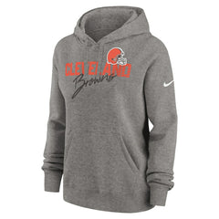Cleveland Browns Women's Wordmark Club Fleece Pullover Hoodie - Heather Gray | Nike for sale