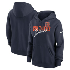 Chicago Bears Women's Wordmark Club Fleece Pullover Hoodie - Navy | Nike for sale