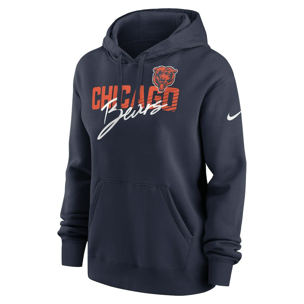 Chicago Bears Women's Wordmark Club Fleece Pullover Hoodie - Navy | Nike for sale
