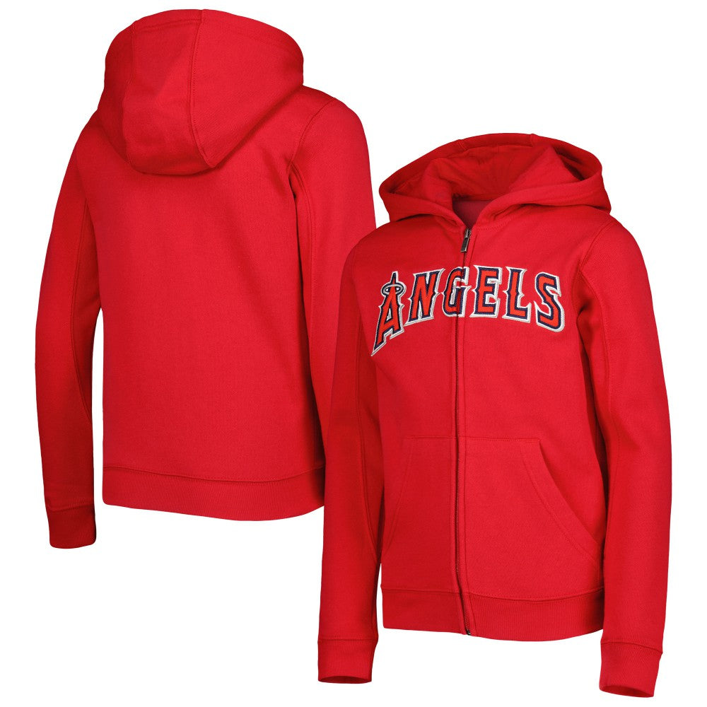Los Angeles Angels Youth Wordmark Full-Zip Fleece Hoodie - Red