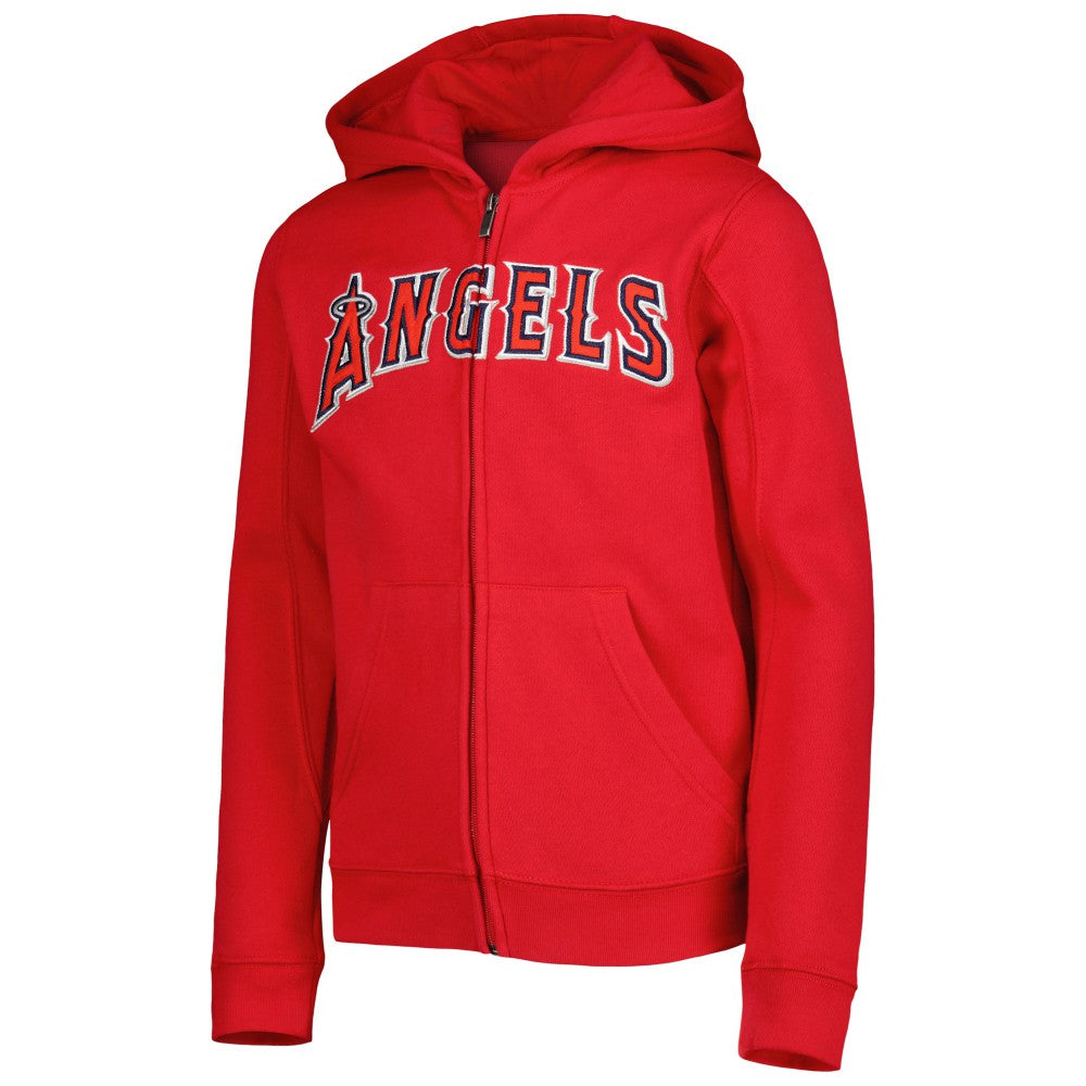 Los Angeles Angels Youth Wordmark Full-Zip Fleece Hoodie - Red