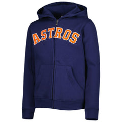 Houston Astros Youth Wordmark Full-Zip Fleece Hoodie - Navy