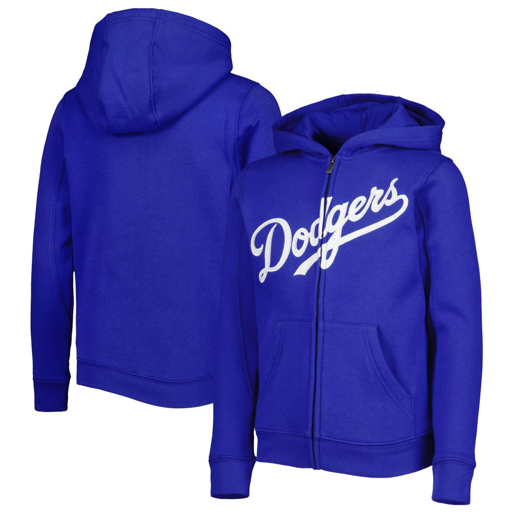 Los Angeles Dodgers Youth Wordmark Full-Zip Fleece Hoodie - Royal
