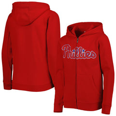 Philadelphia Phillies Youth Wordmark Full-Zip Fleece Hoodie - Red