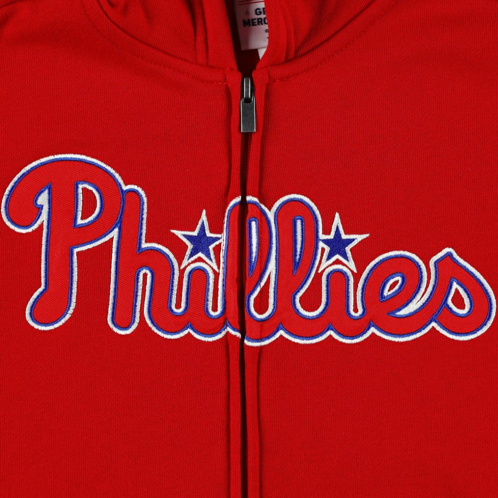 Philadelphia Phillies Youth Wordmark Full-Zip Fleece Hoodie - Red
