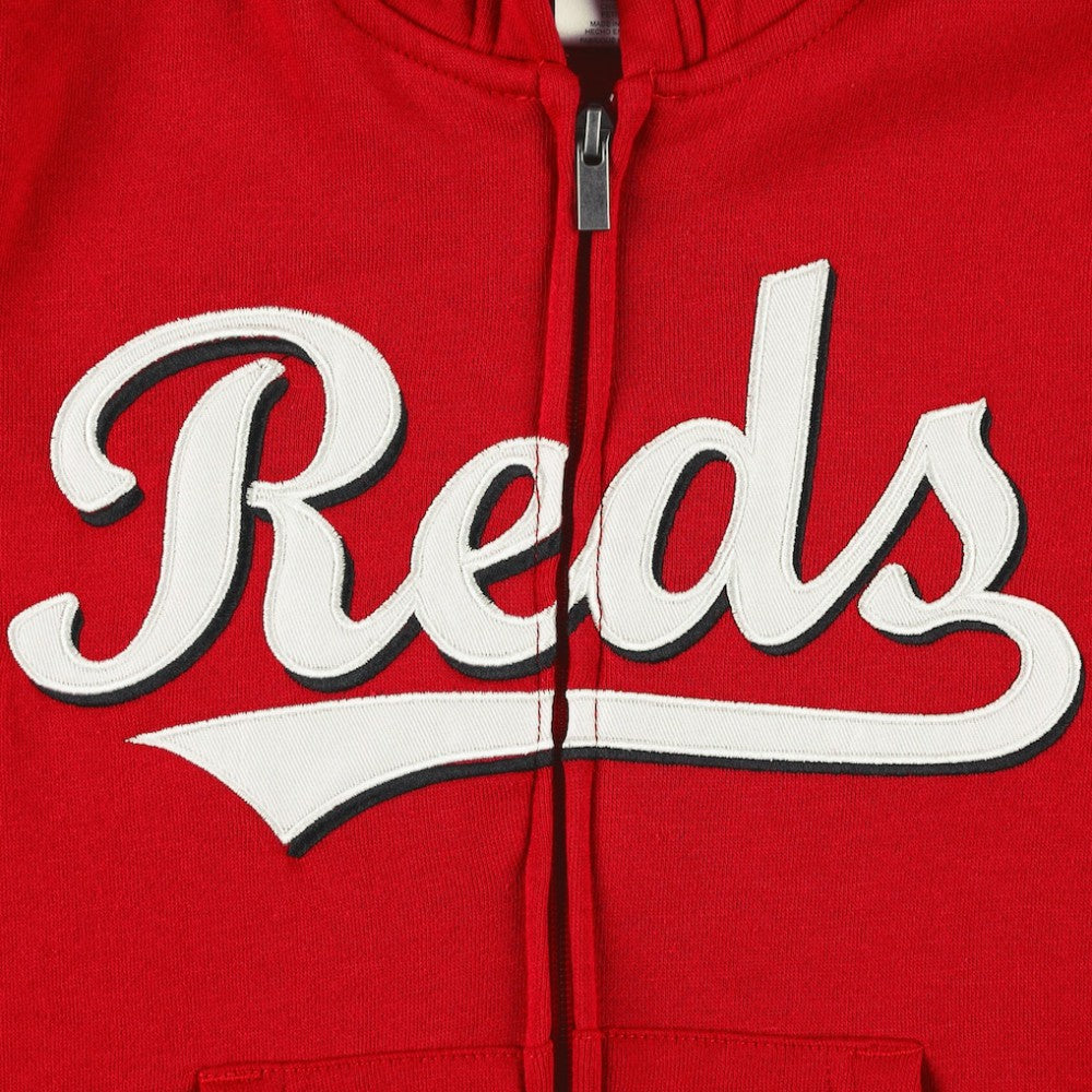 Cincinnati Reds Youth Wordmark Full-Zip Fleece Hoodie - Red