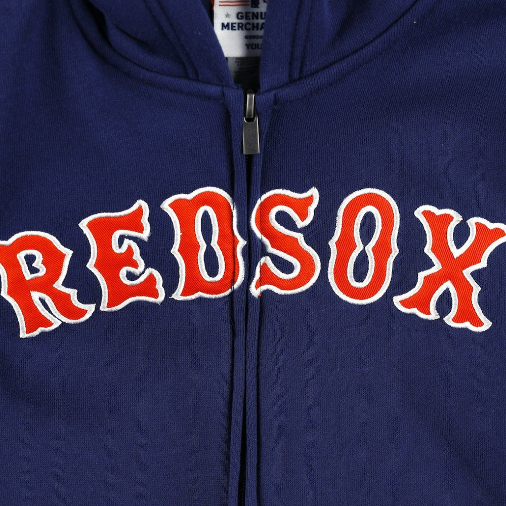 Boston Red Sox Youth Wordmark Full-Zip Fleece Hoodie - Navy