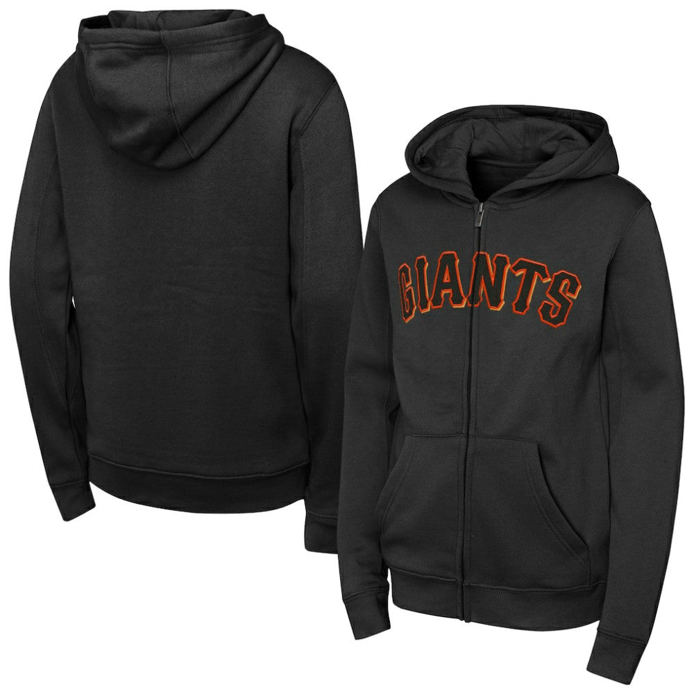 San Francisco Giants Youth Wordmark Full-Zip Fleece Hoodie - Black