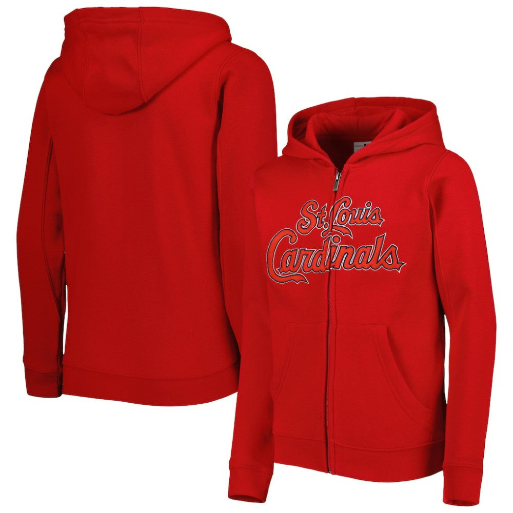 St. Louis Cardinals Youth Wordmark Full-Zip Fleece Hoodie - Red