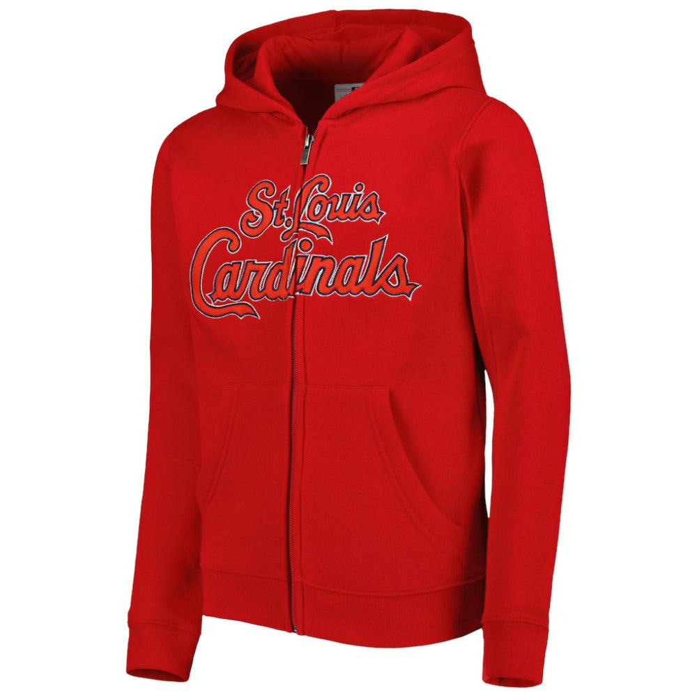 St. Louis Cardinals Youth Wordmark Full-Zip Fleece Hoodie - Red