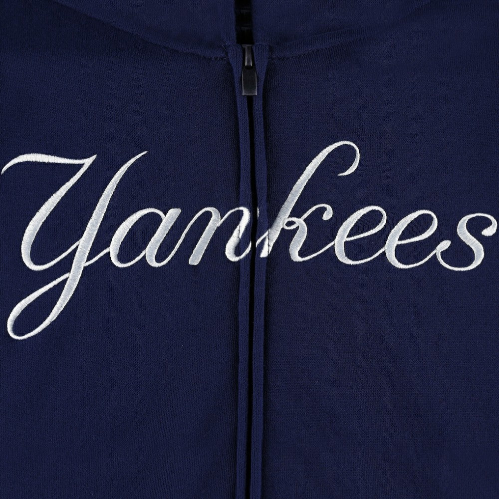 New York Yankees Youth Wordmark Full-Zip Fleece Hoodie - Navy