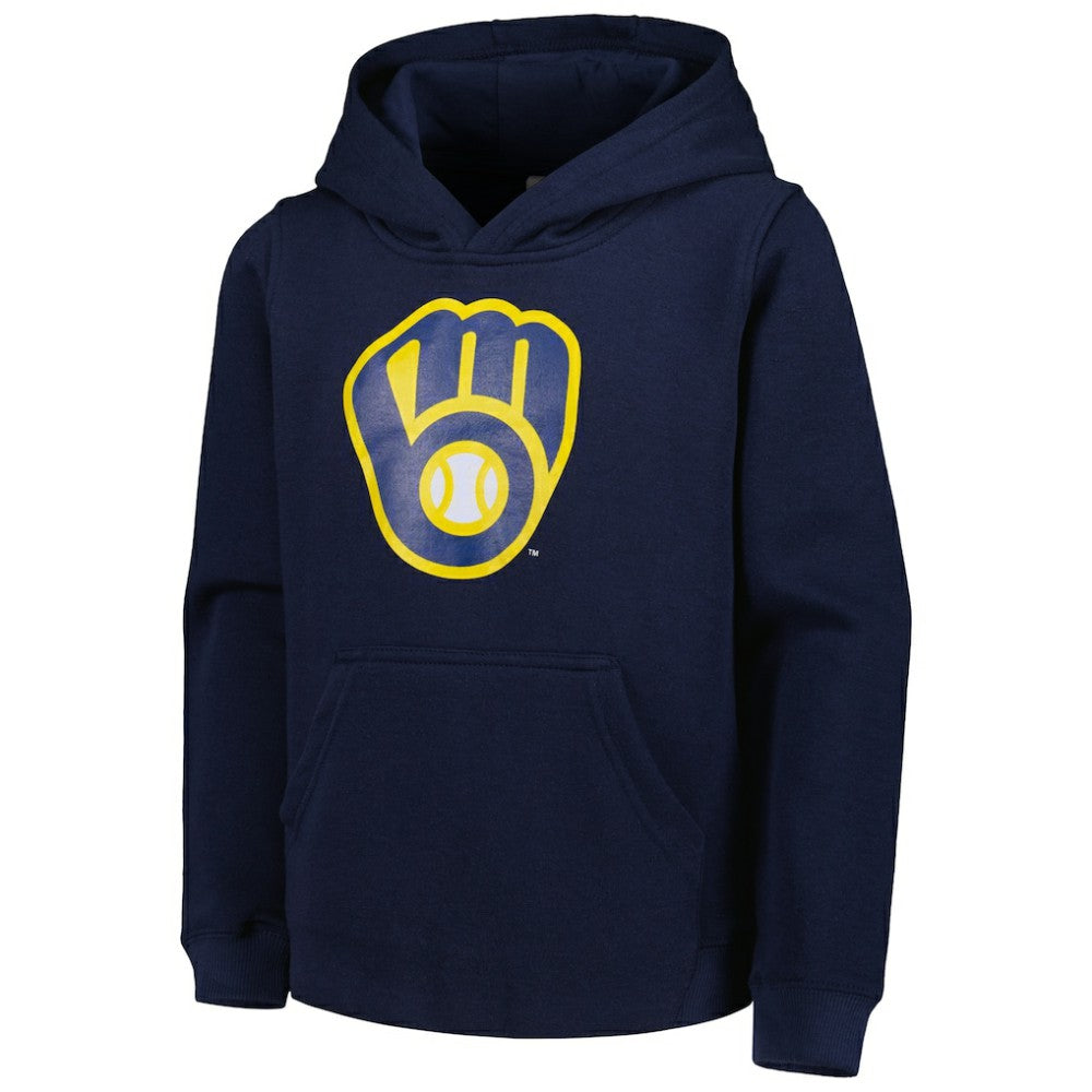 Milwaukee Brewers Youth Team Primary Logo Pullover Hoodie - Navy