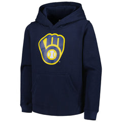 Milwaukee Brewers Youth Team Primary Logo Pullover Hoodie - Navy