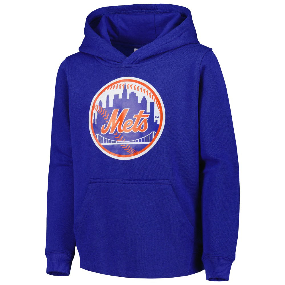 New York Mets Youth Team Primary Logo Pullover Hoodie - Royal