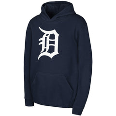 Detroit Tigers Youth Team Primary Logo Pullover Hoodie - Navy