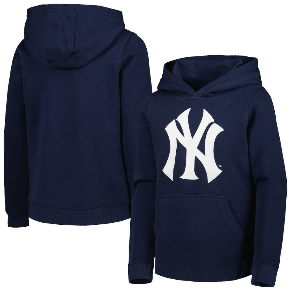 New York Yankees Youth Team Primary Logo Pullover Hoodie - Navy