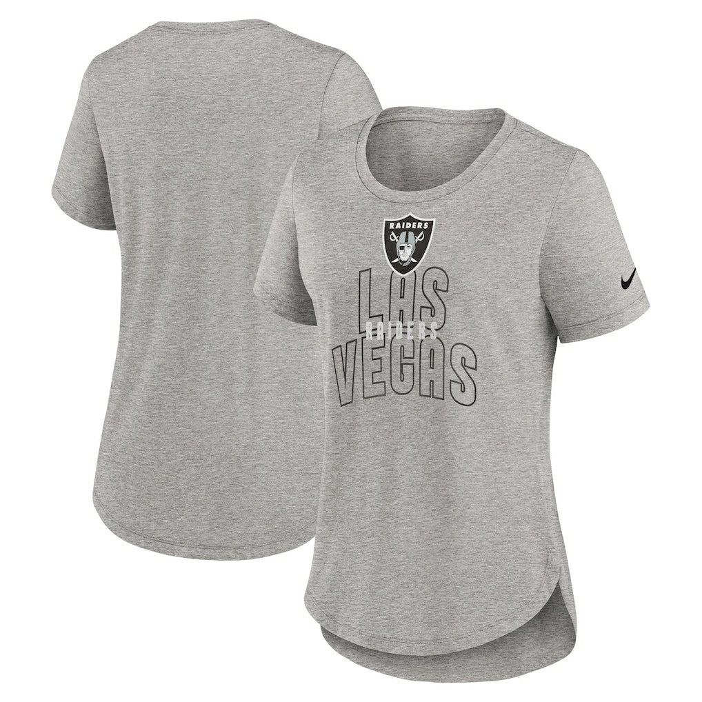 Las Vegas Raiders Women's Fashion Tri-Blend T-Shirt - Heather Gray | Nike on sale