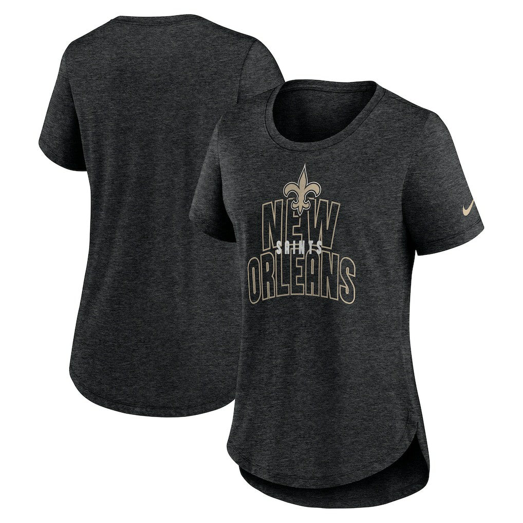 New Orleans Saints Women's Fashion Tri-Blend T-Shirt - Heather Black | Nike discount