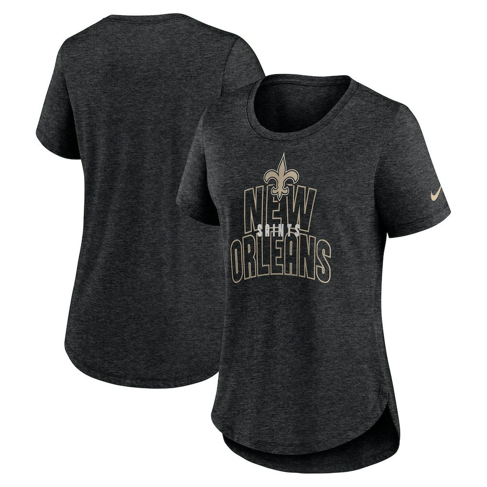 New Orleans Saints Women's Fashion Tri-Blend T-Shirt - Heather Black | Nike discount