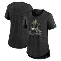 New Orleans Saints Women's Fashion Tri-Blend T-Shirt - Heather Black | Nike discount
