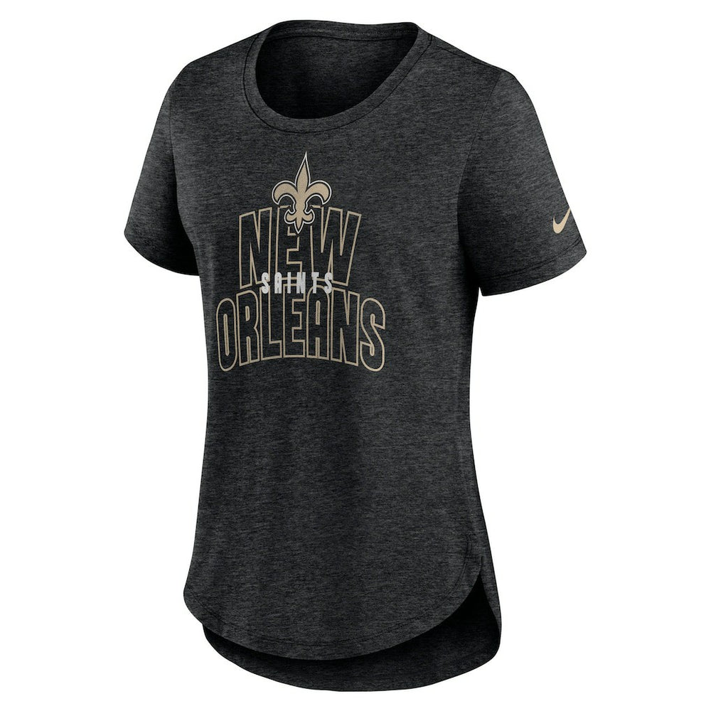 New Orleans Saints Women's Fashion Tri-Blend T-Shirt - Heather Black | Nike discount