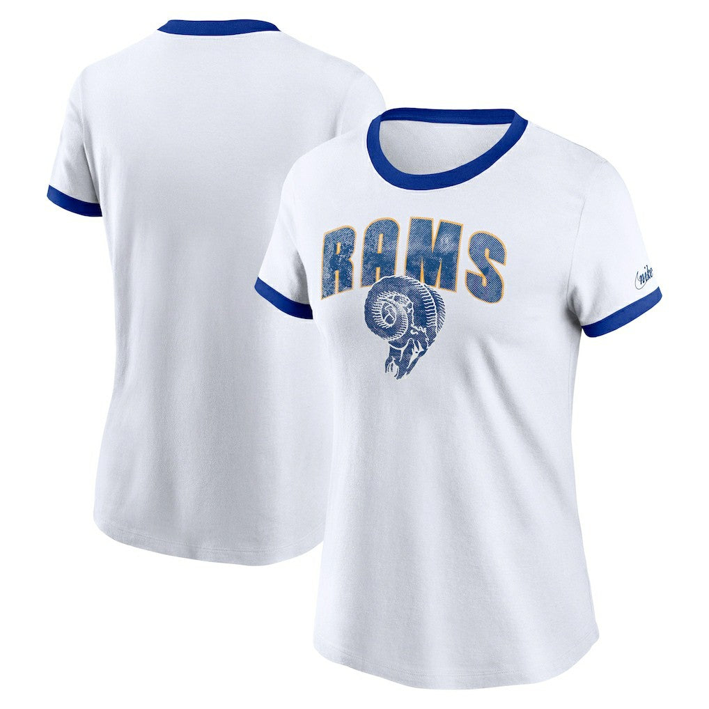 Los Angeles Rams Women's Rewind Ringer T-Shirt - White | Nike cheap
