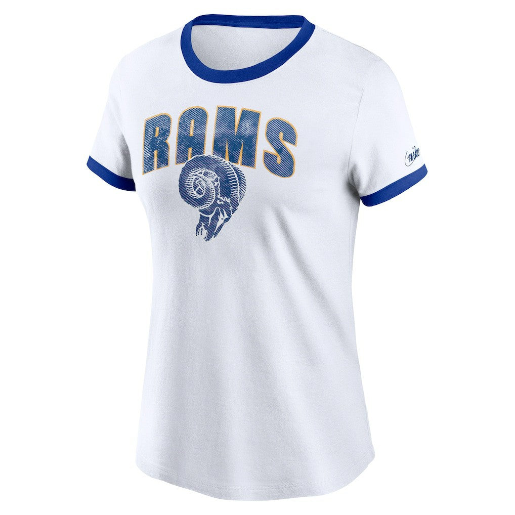 Los Angeles Rams Women's Rewind Ringer T-Shirt - White | Nike cheap