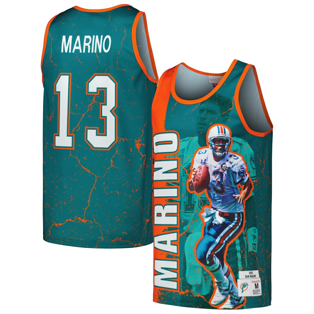 Dan Marino Miami Dolphins 1990 Player Burst Tank Top - Aqua outlet