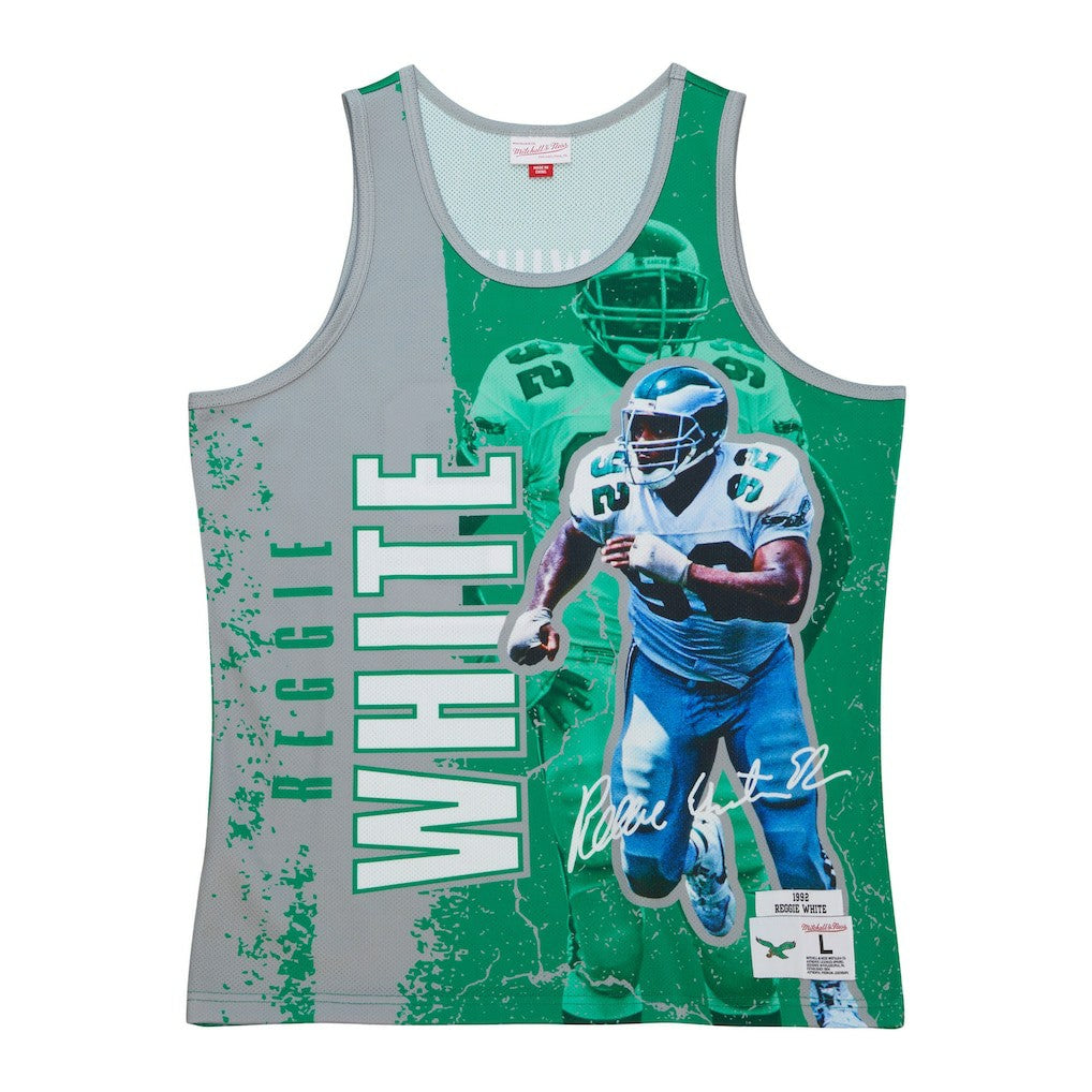 Reggie White Philadelphia Eagles 1992 Player Burst Tank Top - Kelly Green discount