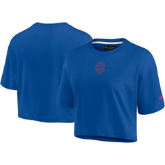 Chicago Cubs Women's Elements Super Soft Boxy Cropped T-Shirt - Royal
