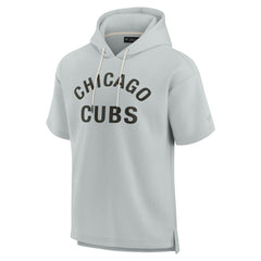Chicago Cubs Unisex Elements Super Soft Fleece Short Sleeve Pullover Hoodie - Gray