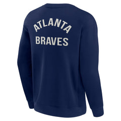 Atlanta Braves Unisex Super Soft Pullover Crew Sweatshirt - Navy