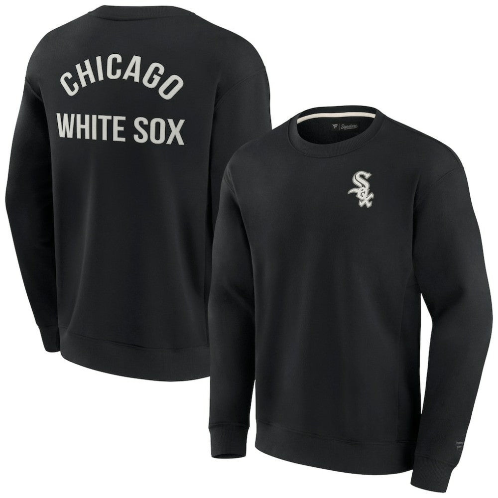 Chicago White Sox Unisex Super Soft Pullover Crew Sweatshirt - Black