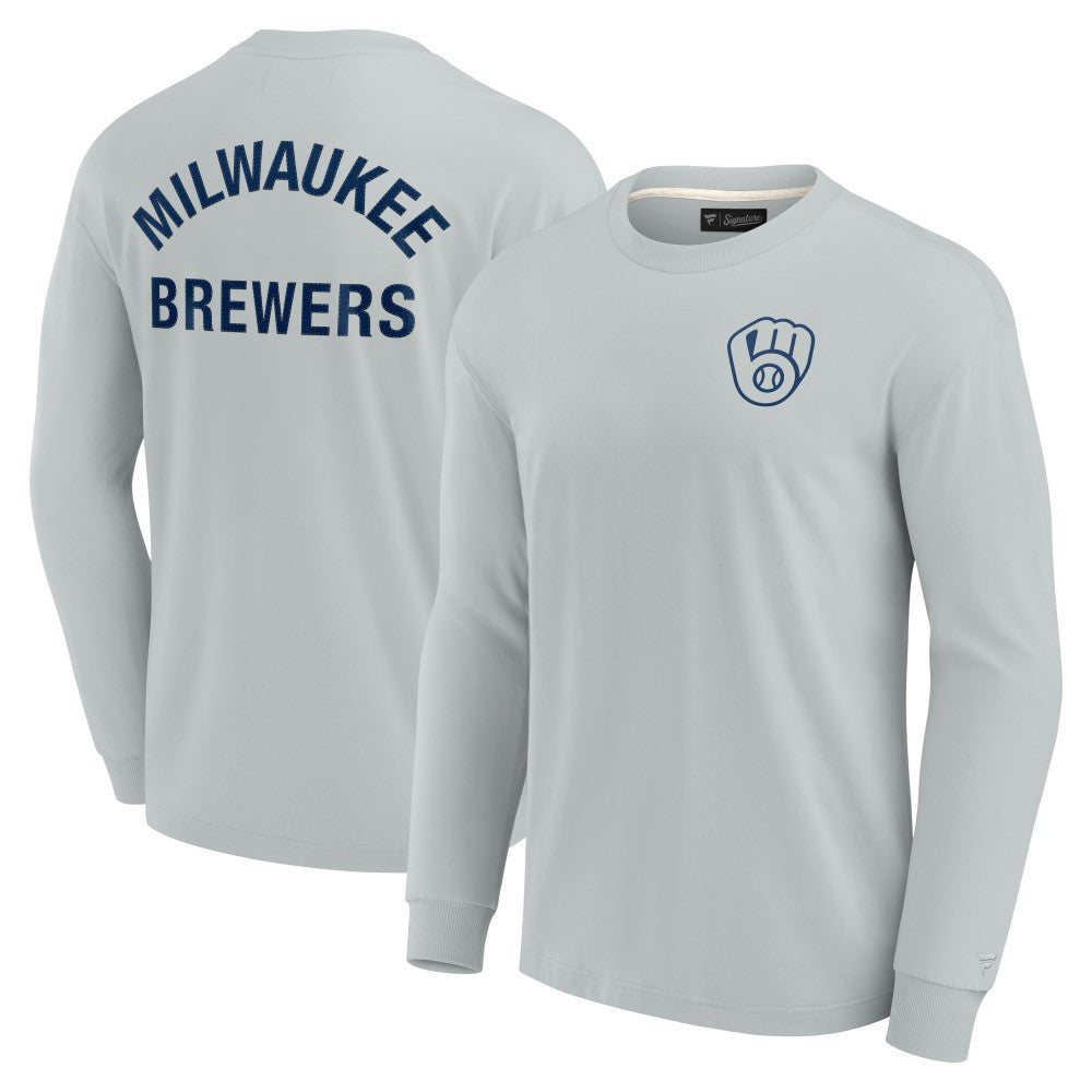 Milwaukee Brewers Unisex Elements Super Soft Long Sleeve T-Shirt - Gray