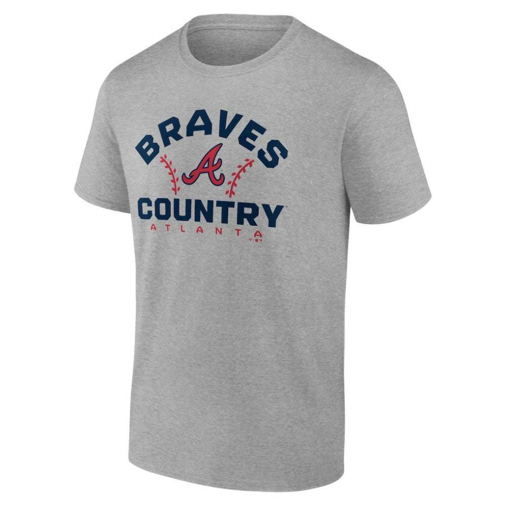 Atlanta Braves Team Go For Two T-Shirt - Heather Gray