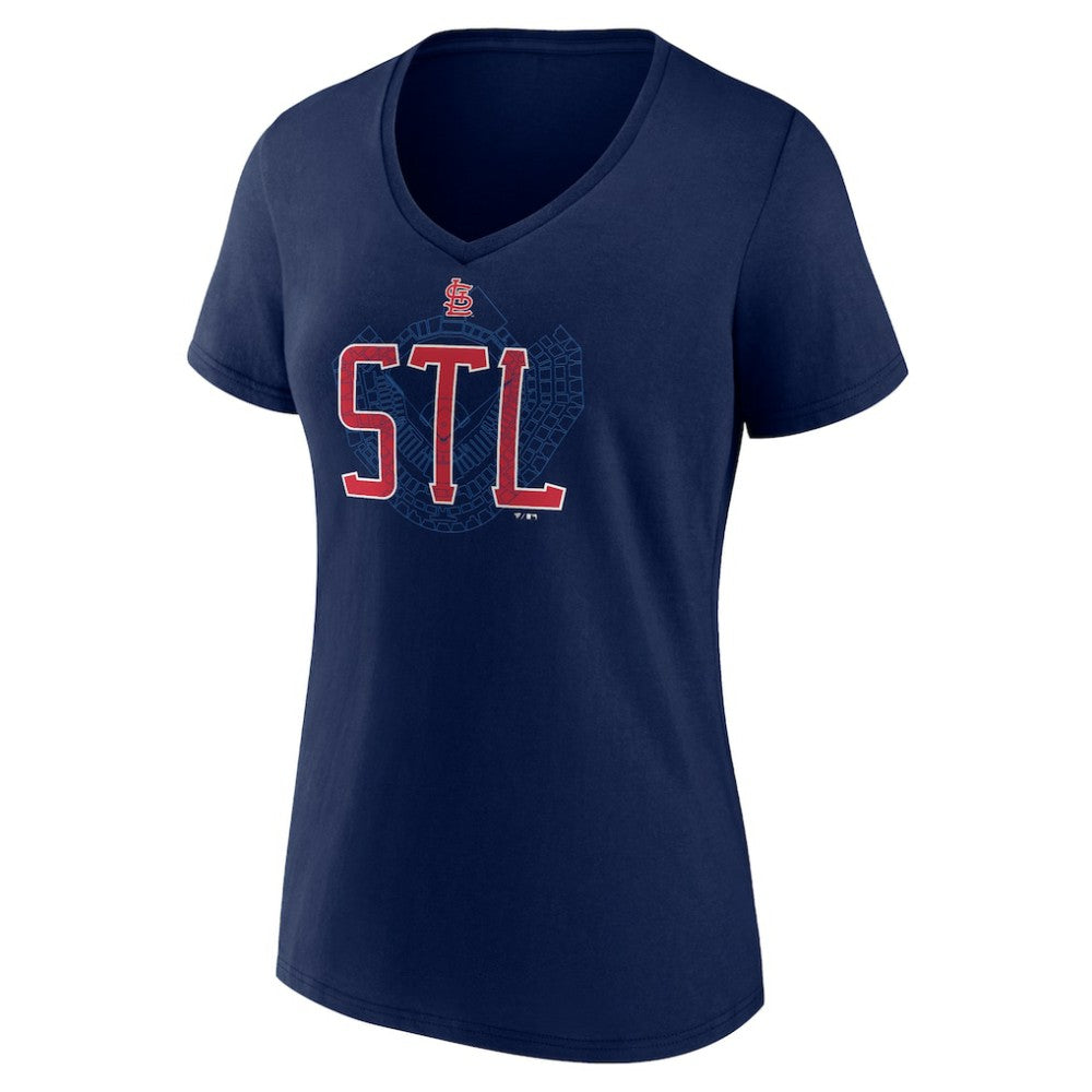 St. Louis Cardinals Women's Paint the Black V-Neck T-Shirt - Navy